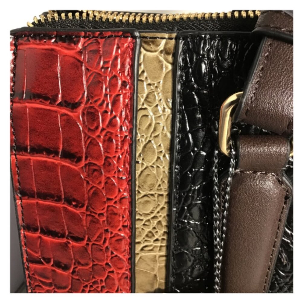 2-IN-1 Multicolor Alligator Crocodile Large Satchel Set With Wallet - Picture 4 of 12
